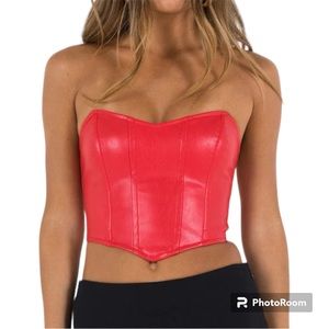 Princess Polly Faux Leather Bustier Red